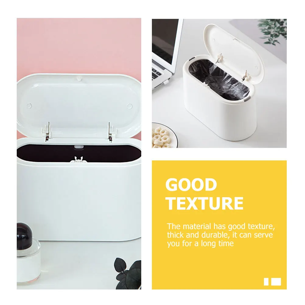 

Desktop Trash Can 8L Press Top Waste Bin For Home Office Study Kitchen Bathroom Sealed Reusable Garbage Container