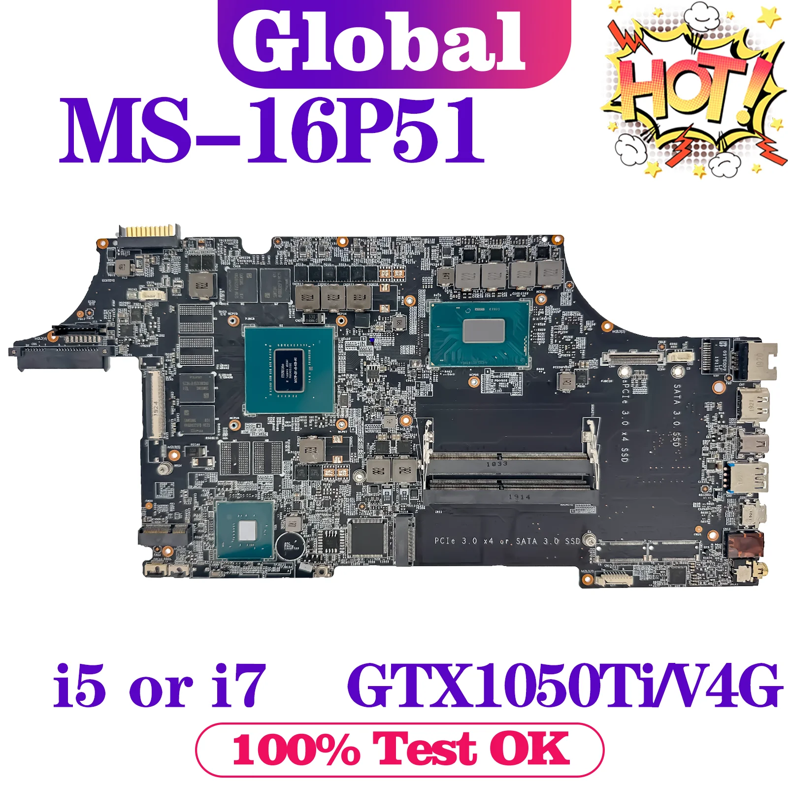 Płyta główna KEFU do laptopa MSI MS-16P51 MS-16P5 GL63 8RDS GP63 8RE i5 i7 8. generacji GTX1050Ti GTX1060 GTX1070 P3200