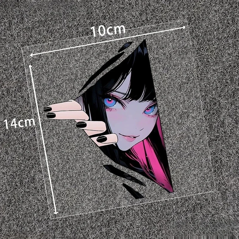 Waterproof Peeking Style Anime Girl Itasha Vinyl Decal Scratch Resistant Sticker for Auto Door Window Motorcycle Helmet Bumper