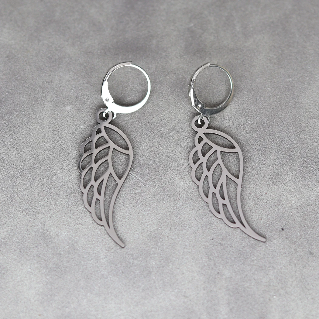 Kinitial Cute Angel Wings Drop Earrings For Women Stainless Steel Jewelry Vintage Simple Earring