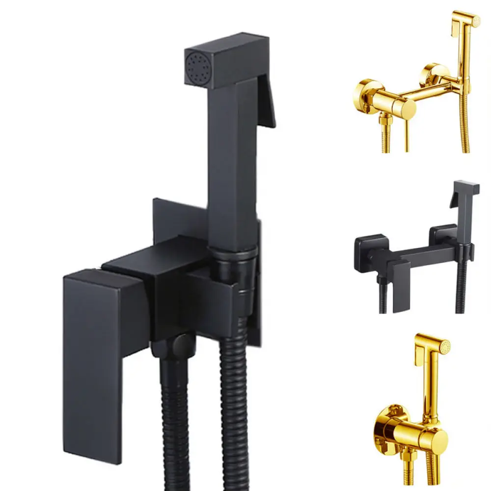 Brass Bidet Sprayer Set Embedded Hot Cold Water Mixer Valve Toilet Hygiene Cleaning Applicator Bathroom Sanitary Equipment