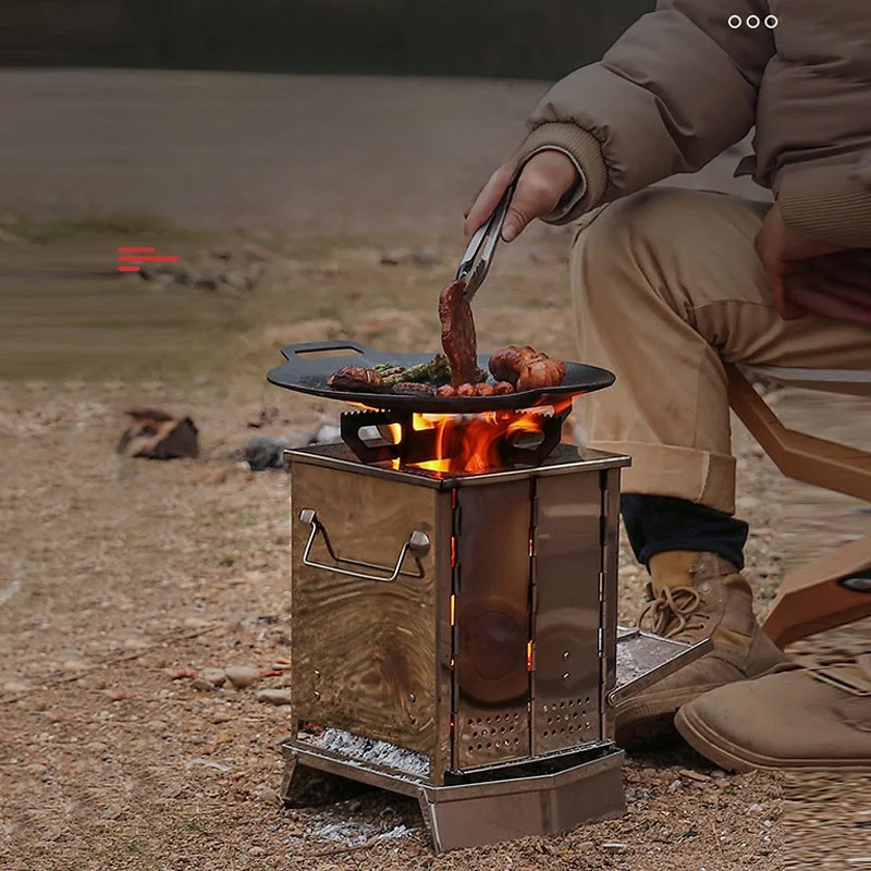 

Портативный уличный мангал-печь из нержавеющей стали для пикника, на дровах и древесном угле, для приготовления пищи на открытом воздухе