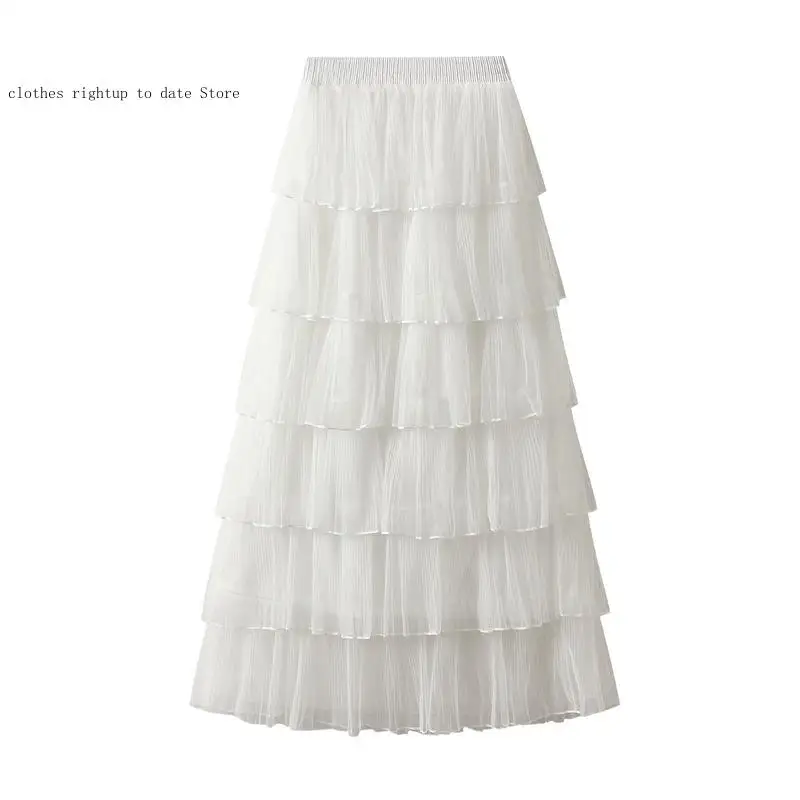 Super Fairy Spring Korean Version Purchase Version Women's Mid Length Mesh Layered Cake Fluffy Skirt