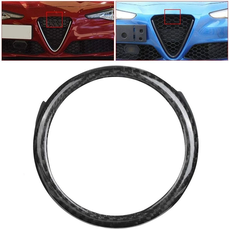 ABS Carbon Fiber Rear Grille Front Grill Logo Decor Ring Black Trimmed Frame Fits For Alfa Romeo Giulia 2017-2020