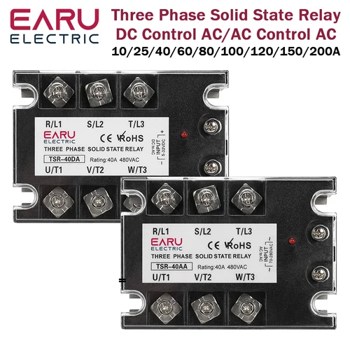 Módulo de relé de estado sólido trifásico Control de CC AC SSR Control de CA AC 10A 25A 40A 60A 80A 100A 120A 150A 200A disipador de calor 480VAC