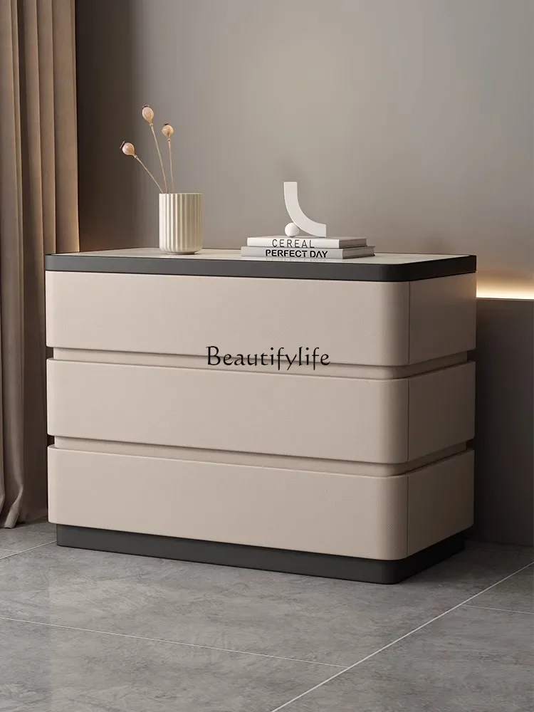 

Simple Modern Solid Wood Chest of Drawers High-Grade Drawer Stone Plate Bedside Table Bedroom Storage