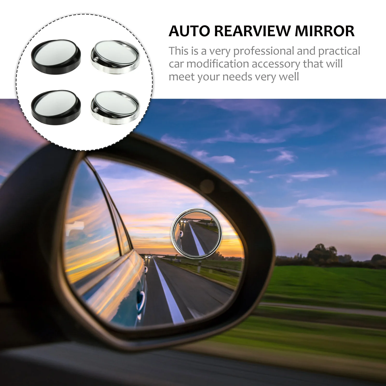 

2Pairs Blind Spot Mirror Car Rearview Auxiliary Mirrors Practical Wide Angle Rear View Mirror for Vehicle Safety