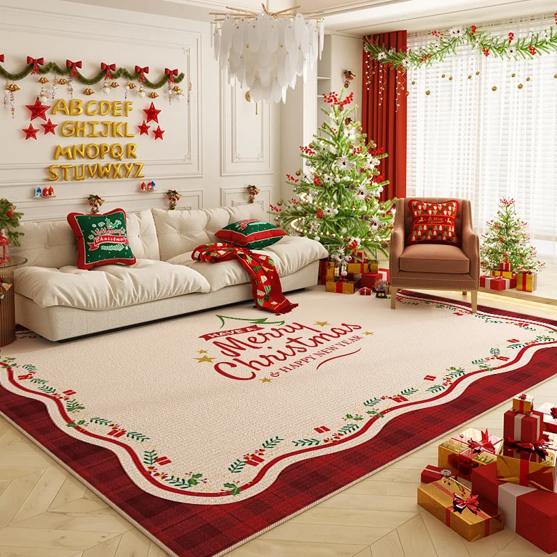 

VIKAMA Christmas Crystal Velvet Carpet Living Room Sofa Antifouling Wear-Resistant Mat Bedroom Large Area Carpet Home Decoration