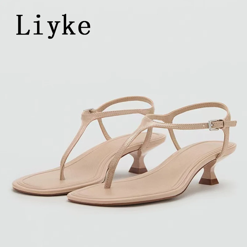 

Liyke Brand Fashion Clip Toe Designer Sandals Women Summer Square Head Buckle Strap Gladiator Heels Shoes Ladies Low Heeled