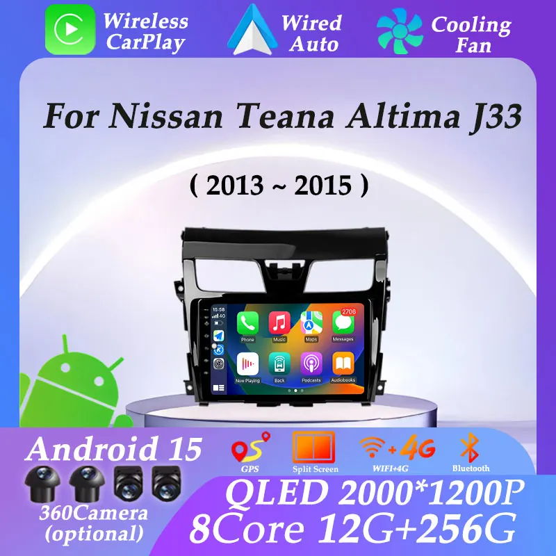 

10" GPS Navi for Nissan Teana Altima J33 2013-2015 Car Radio Multimedia Player Video DSP WIFI BT Carplay Android 15 Split Screen