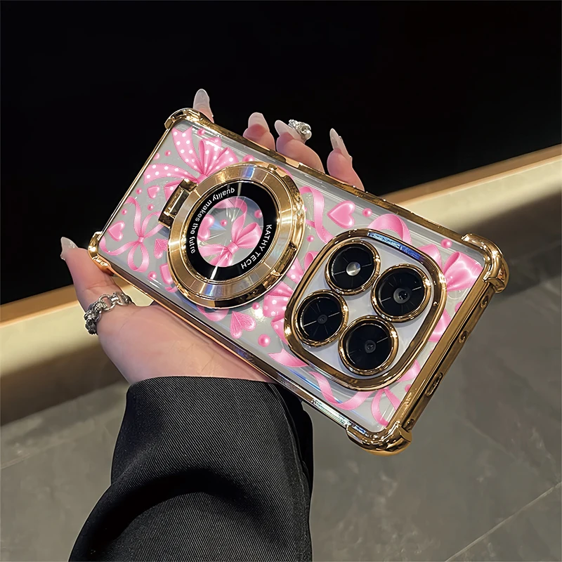 Niedliche Handyhülle mit rosa Herzschleife für Infinix Smart 20, 10 Plus, 9, 8 Pro, 7, HD, 6, 5 – stoßfest, transparent, weiche Schutzhülle.
