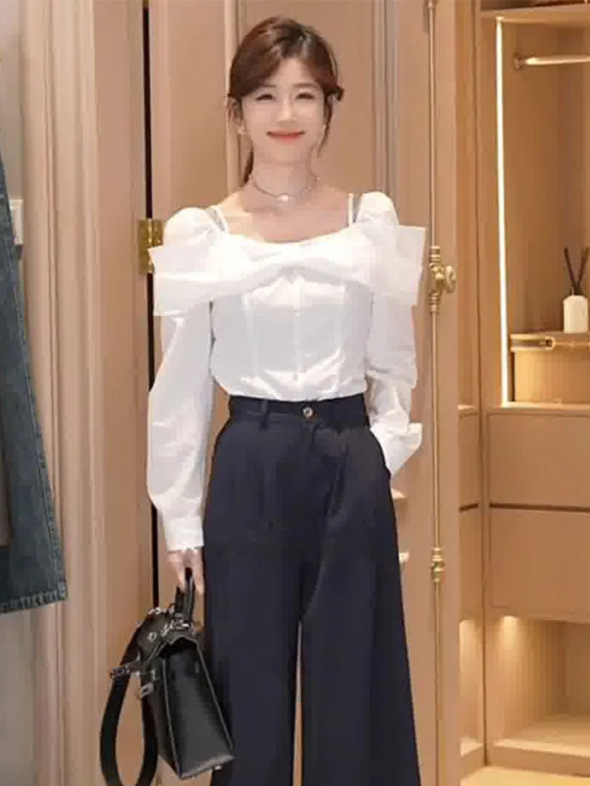 

Donna Women's Fairy T oulder Bared One-oulder Super Fairy irt Spring Summer Knot Top Straight Cut Long Sve