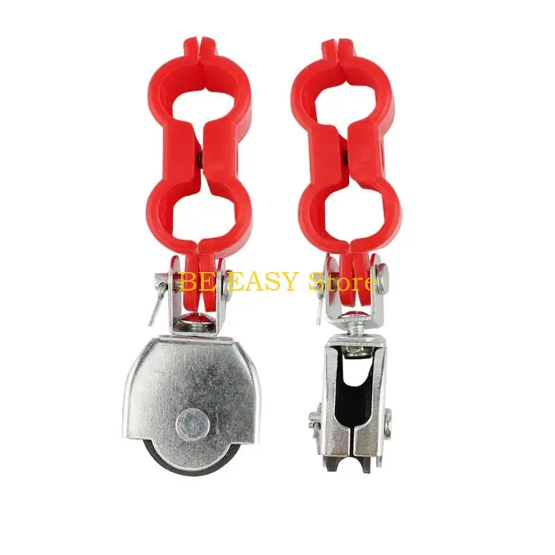 E28F Cable Routing Pulley Wheel Set with 6 Bearing Rollers, Metal and Plastic Construction for Guiding Hanging Cable