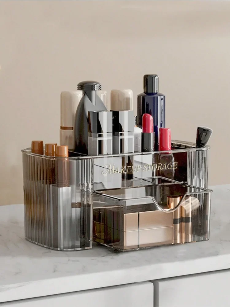 Desktop Drawer-Style Cosmetic Storage Box Transparent Jewelry Stationery Organizer Plastic Display Case Cosmetic Container Boxes