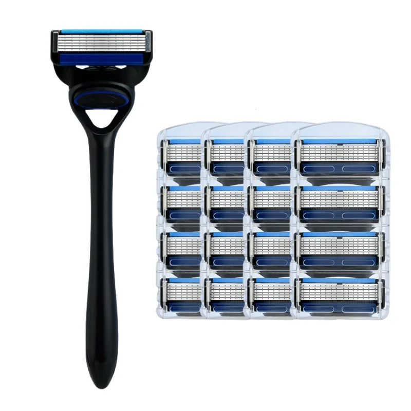 High Quality Men Safety Razor 6-Layer Shaving Blades Stainless Steel Manual Shaver Head