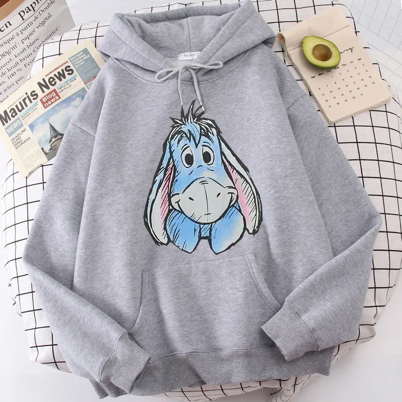 2024 Cartoon Women Hoodies Winnie the Pooh and Honey Treee eyore Hoodies Tops Long Sleeve Pockets Fashion Hooded Sweatshirts