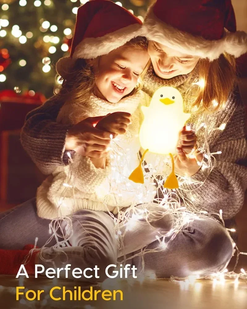 Children's Night Light with 2 Color Changing Modes and Dimming Function Rechargeable LED Night Light Cute Duck Shape