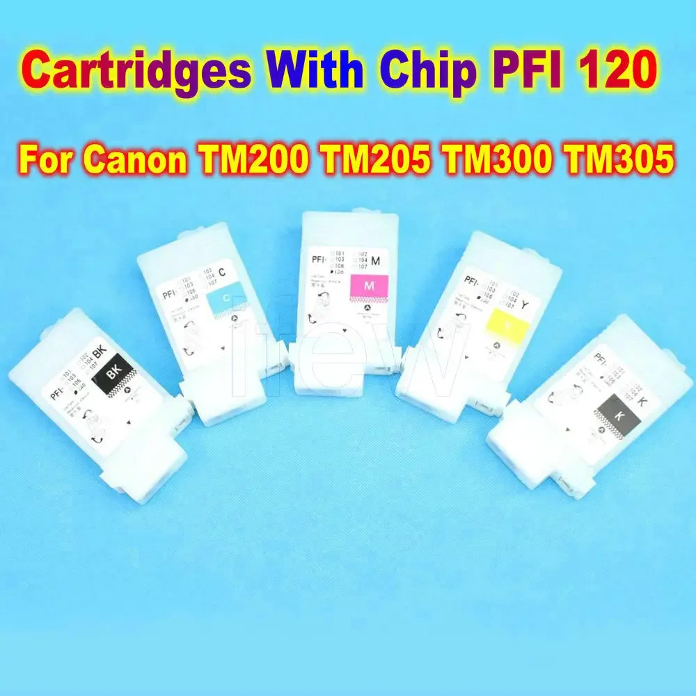 TM200 Printer Ink Cartridge With PFI 120 Permanent Chip For Canon TM205 TM300 TM305 200 300 Refillable Ink Cartridge PFI120 Chip