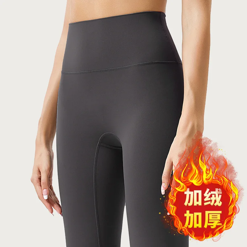 

Осенние и зимние бархатные брюки для йоги, женские обтягивающие брюки Lulu без смущения, фитнес-брюки для бега с высокой талией, подтяжка бедер персикового цвета