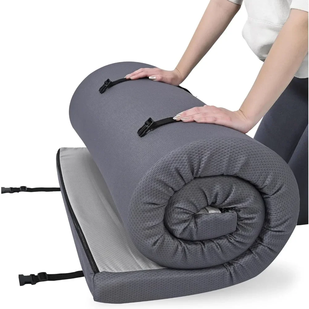 

Свернутый походный матрас из пены с эффектом памяти 4 x 38 x 80 дюймов с водонепроницаемым чехлом на молнии, складной и портативный для кемпинга, бу для автофургонов