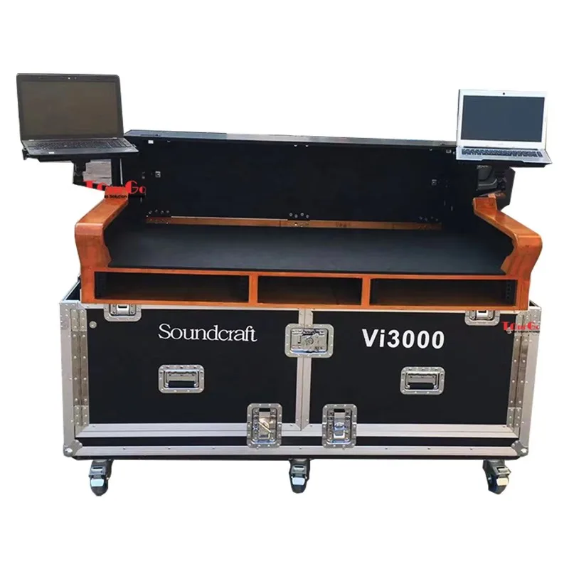 Flight Case Flip Version for Soundcraft V13000 Mixer With 2 Laptop Bracket Holder Arm