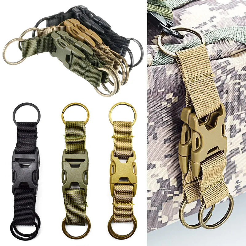 Hebilla de Clip Molle para exteriores, cinturón colgante multifunción, Clip para llavero, llavero táctico, correa de mosquetón para deporte, senderismo y escalada