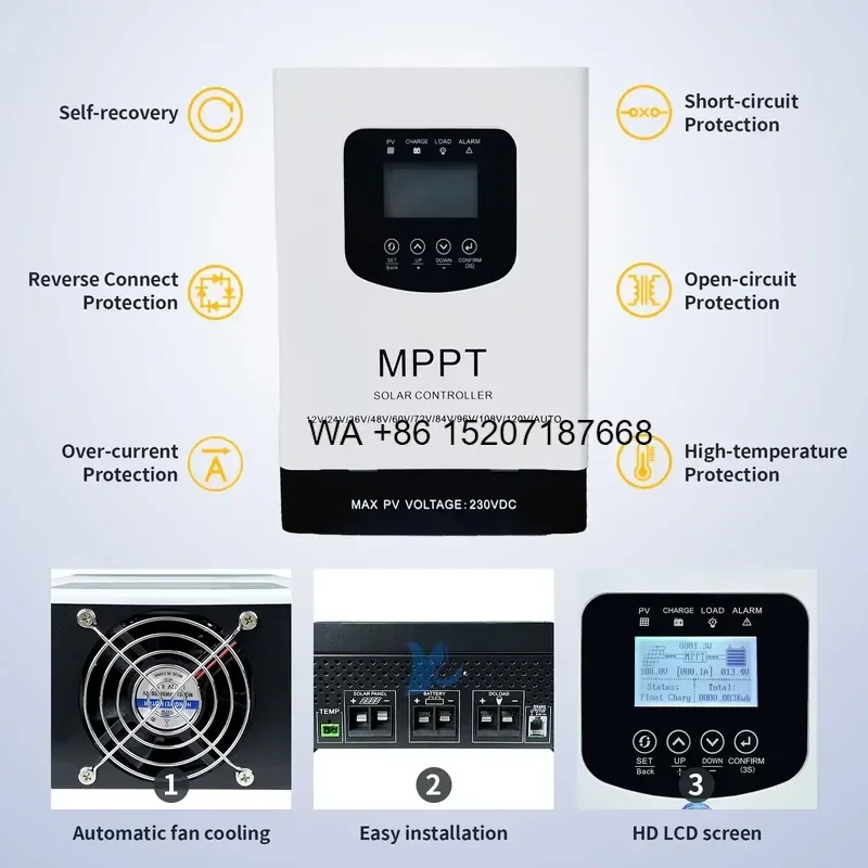 Wmwmnu LCD Smart MPPT Solar Charge Controller 30A 40A 50A 60A 80A 100A 120A Regulator for Solar Panel Lithium Lead-acid