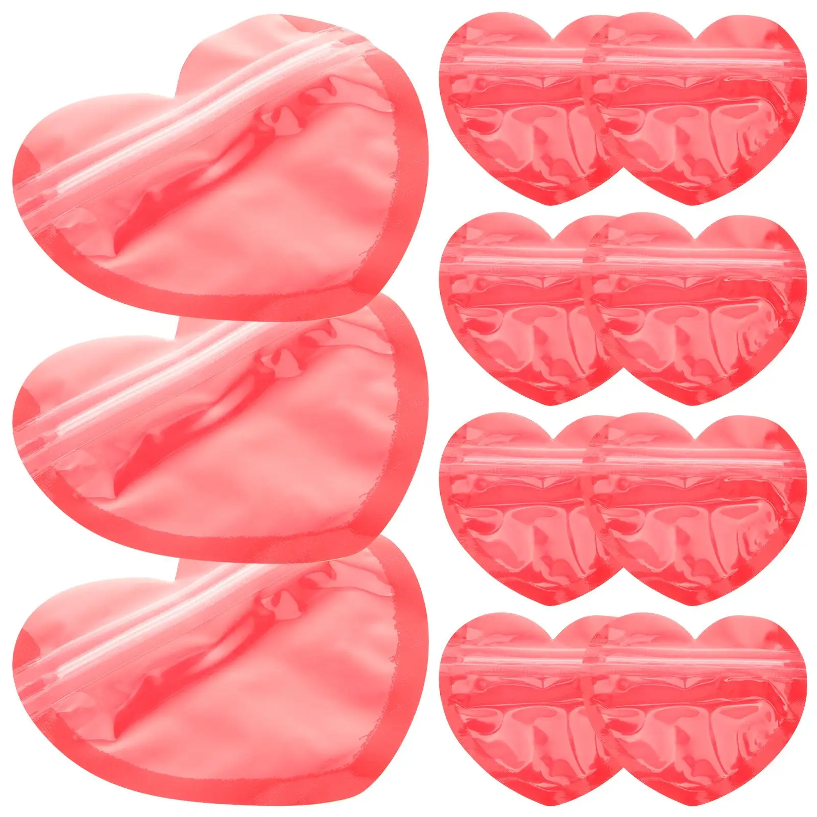 

50pcs Heart Shaped Self Sealing Bags 5x10cm Valentine Treat Candy Jewelry Gift Kids Cookie Plastic Storage Packaging