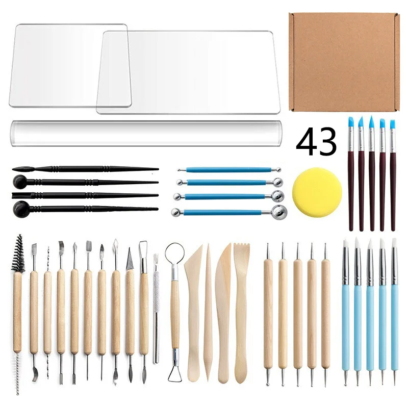 43pcs Polymer Clay Tools Ceramics Clay Sculpting Tools Kits Air Dry Clay Tool Set for Adults Kids