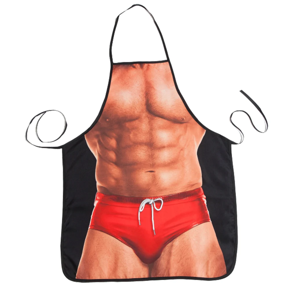 Sexy Apron Novel Muscle Men's Kitchen Cooking Barbecue Apron Fun Creative Gift for Boyfriend