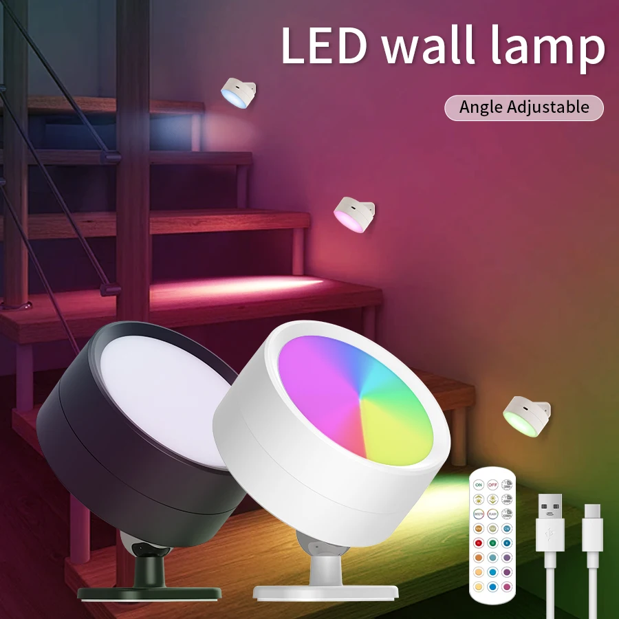 

Rechargeable Wall Light with Remote 360° Rotation Cordless Wall Mount Light Touch Dimmable Wall Lamp for Bedroom Bedside Hallway