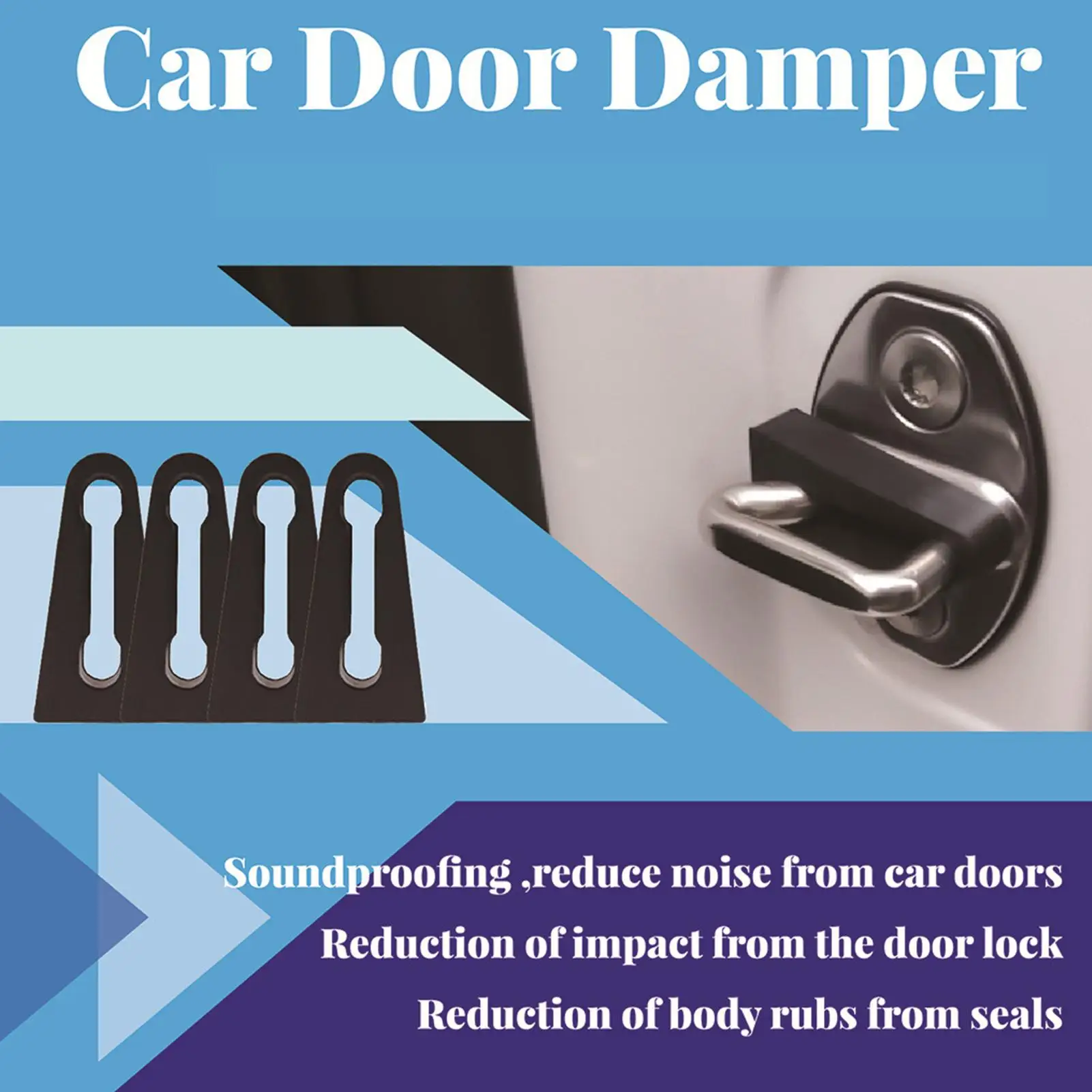 4Pcs Door Lock Sound Deadener Damper Car Lock Door Sound Deadening Damper Noise Reduction Door Side Protection Rubber Auto Door
