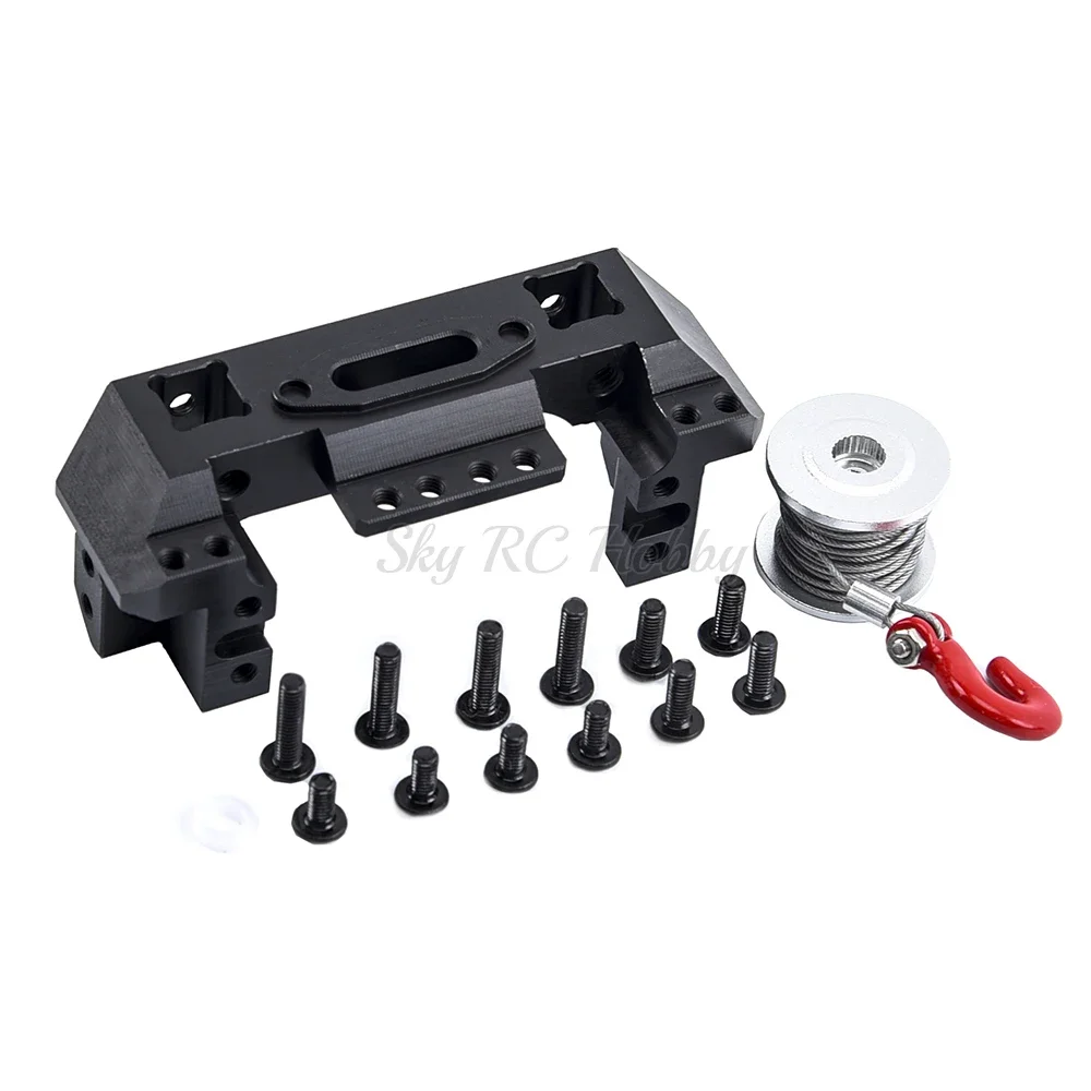 Metal Front Bumper Mount Servo Stand 25T Steering Gear Servo Winch Wheel for 1/10 RC Crawler Car TRX TRX4 TRX-4