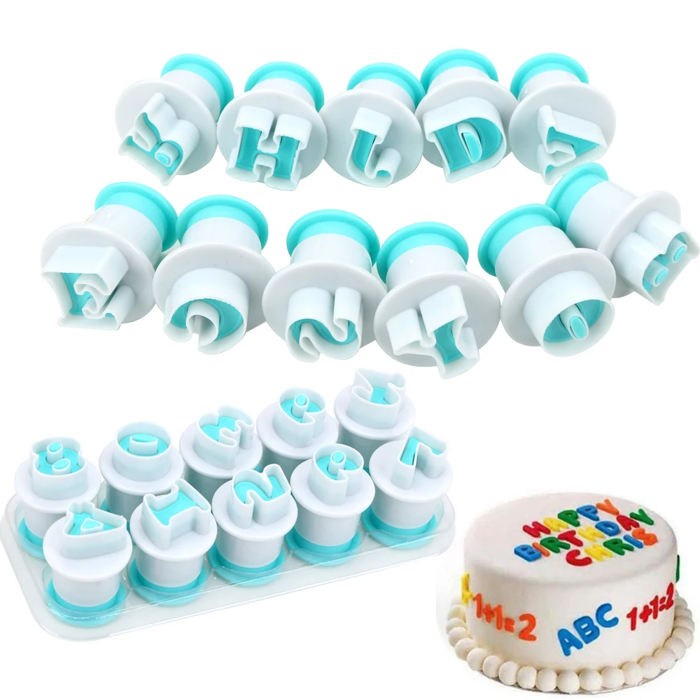 Plastic Plunger Cutter 10 26 pcs/set Upper & Lowercase Alphabet Cookie Cutter Capital Letters Fondant Cake Mold Cookie Mould