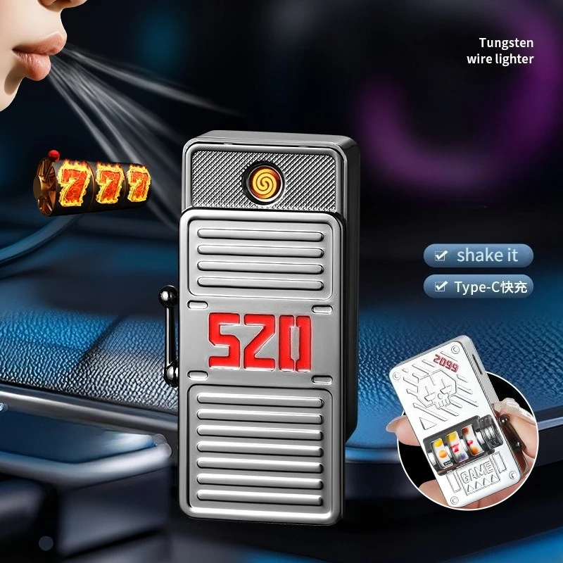 Creative Shake USB  Electric Lighter Voice Air Gravity Induction Ignition Windproof Tungsten Wire Lighter Unique Gift for Men
