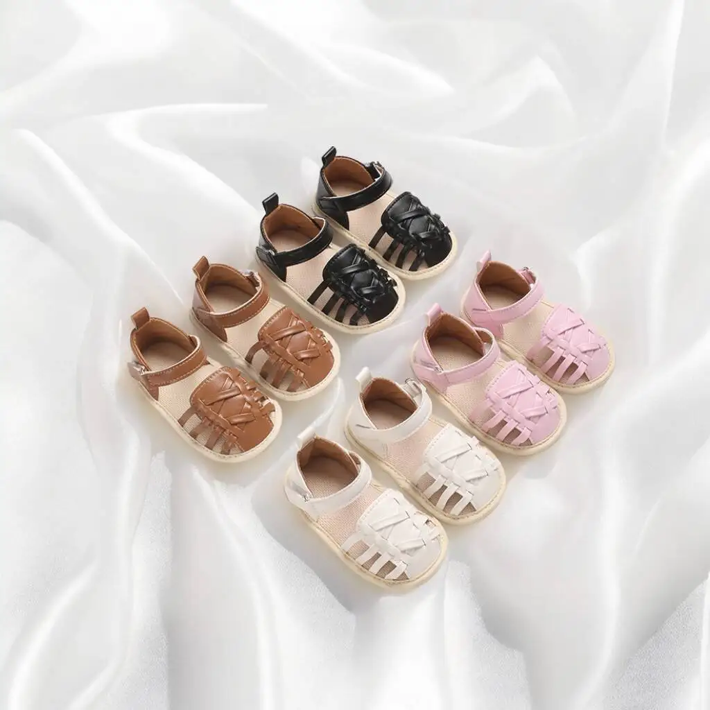 

Summer New Baby Sandals Casual Outdoor Anti Slip Soft Fabric Sole Baby Walking Shoes Woven Vintage Princess Roman Shoes