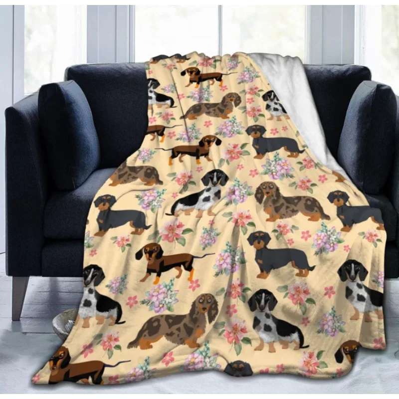 

Dachshund soft blanket suitable for sofa bed, sofa, home living room decoration, travel camping, children and adults