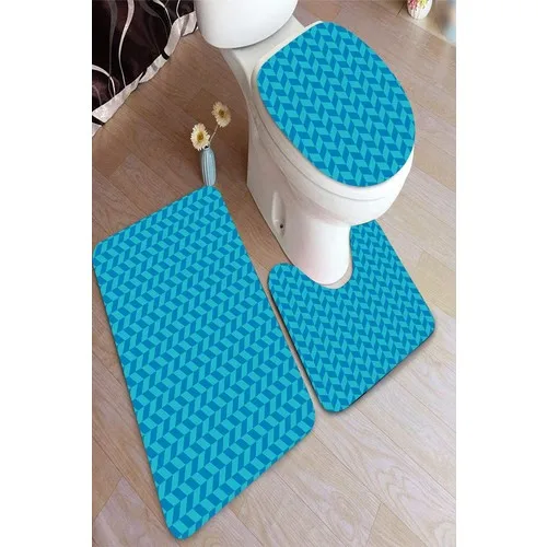 Inca Carpet Antibacterial Washable Non-Slip Dot Sole 3'lü Toilet Seat Pad (60CM x 100CM - 55CM x 60CM - 47CM x 50CM) İNKZ6097