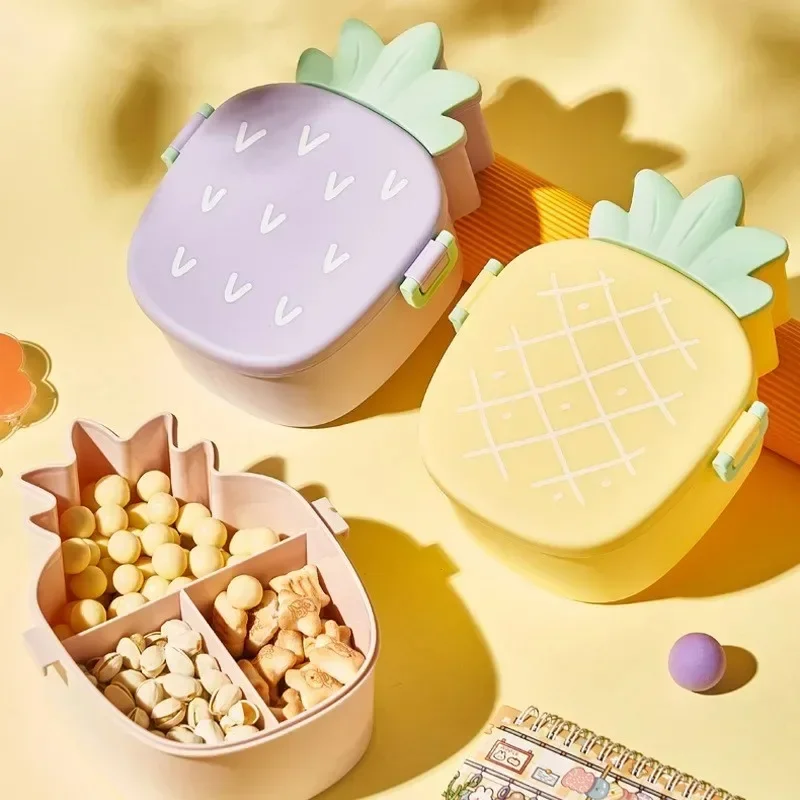 Caja de dulces en forma de piña para niños, fiambrera portátil para almacenar bocadillos pequeños, nueces compartidas, gran oferta