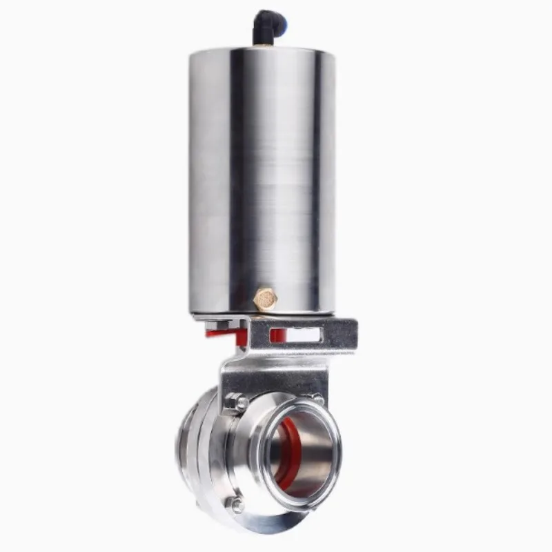304 Sanitary Pneumatic Dust Butterfly Valve, Vertical Single Acting Tri-Clamp Quick Connect Soft Seal Powder Control Valve
