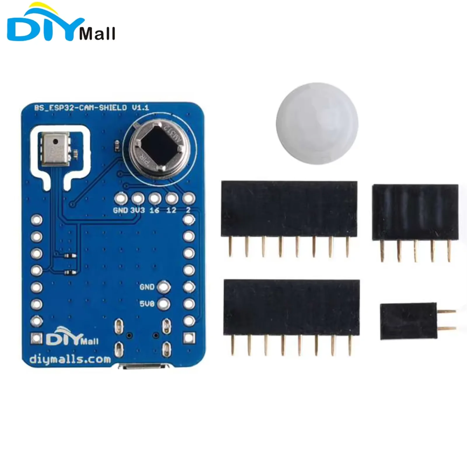 

DIYmall ESP32-CAM PCB Shield с интерфейсом Micro USB + штыревой разъем «папа-мама»