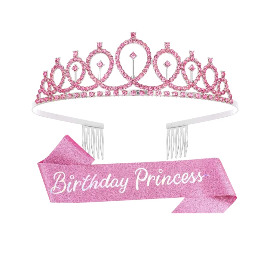 Geburtstags-Tiara Krone Geburtstags-Prinzessinnen-Schärpe Frauen Mädchen Party-Dekoration Geschenke Geeignet für Jedes Alter Geburtstagsdekoration – Detail 9
