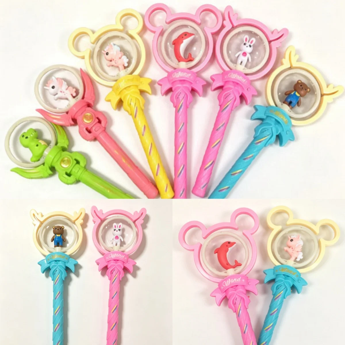 Children Spinning Glowing Fairy Magic Wand Creative Glowing+Sound-Effect Cartoon Animal Magic Wand Birthday Party Gift For Girls
