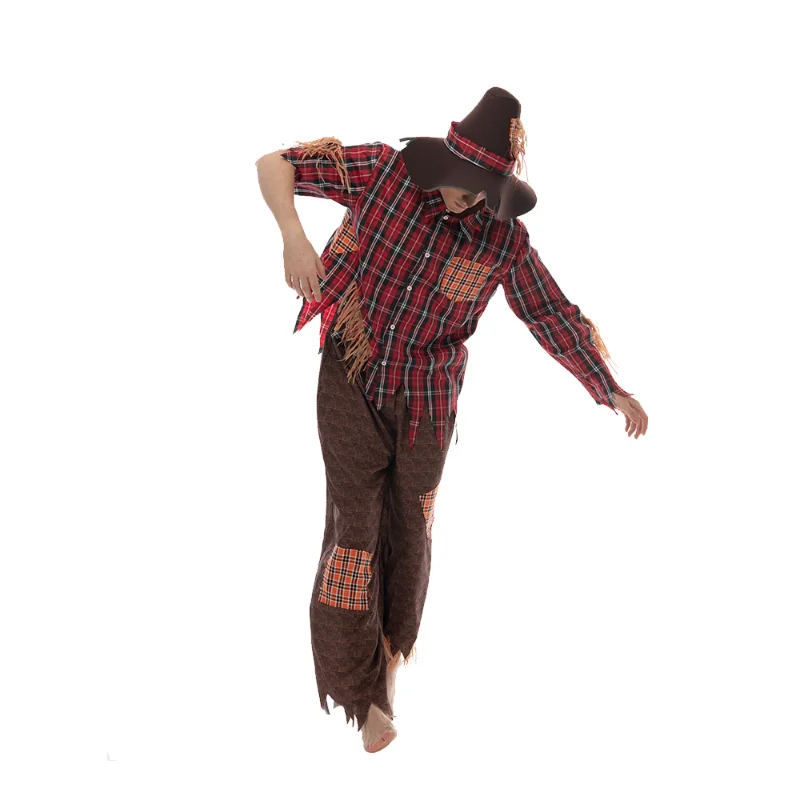 Men 's Scarecrow Cosplay Straw Man Halloween Costume For Adult Christmas Party Stage Fancy Dress