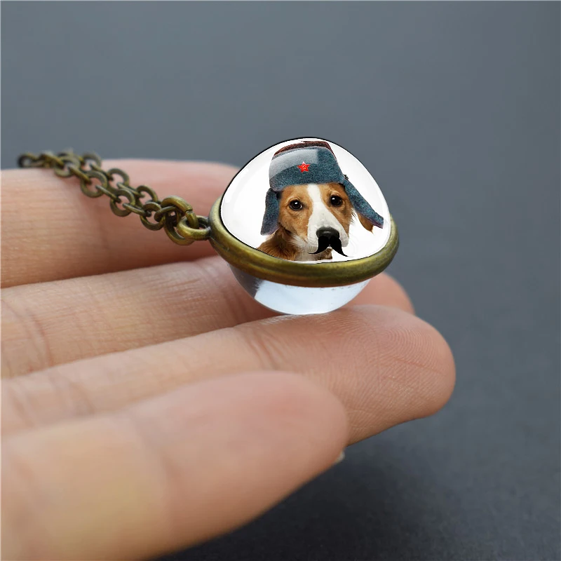 German Shepherd Dog Angel Necklace Keychain Crystal Sphere Pet Dog Jewelry Charm Double Sided Glass Ball Pendant Dog Lovers Gift