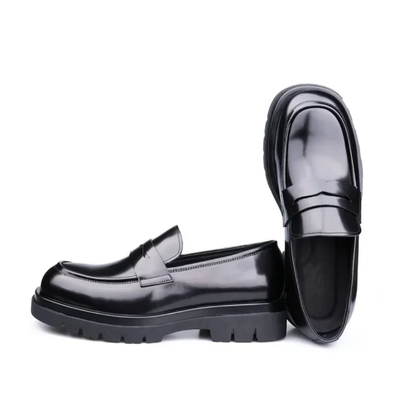 Men Dress Casual Shoes High-End Cow Leather Slip-On Office Business Shoes Thick-Sole Wedding Shoes Fashioner Loafers 