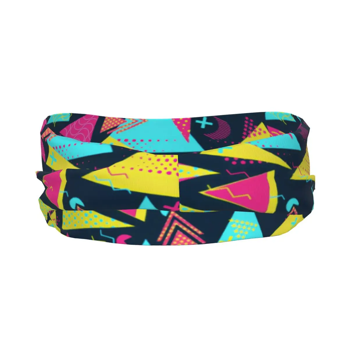 Sports Headband Geometric 80s Illustration Fitness Sweatband Absorbent Cycling Jog Hair Bandage