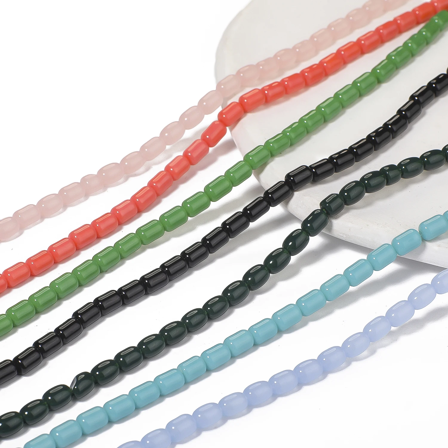 4 x 6 mm bunte zylindrische Porzellan-Kristall-Quarzperlen, glatte, einfarbige Glasperlen für handgefertigte DIY-Armband-Anhänger – Detail 22