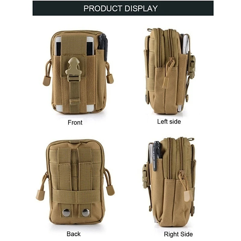 Men Tactical Molle Pouch Belt Waist Pack Bag Small Pocket Military Running Travel Camping Bags Soft Back