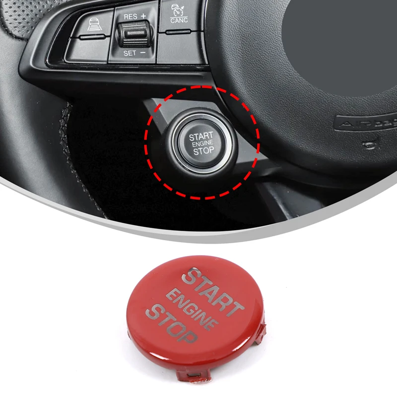 Botón de arranque de motor de coche, cubierta de repuesto, accesorios de interruptor de parada, decoración de llaves para Alfa Romeo Giulia Stelvio Tonale, accesorios para coche ﻿